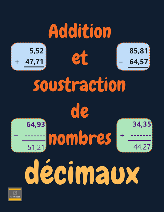 Addition et soustraction de nombres décimaux - PDF