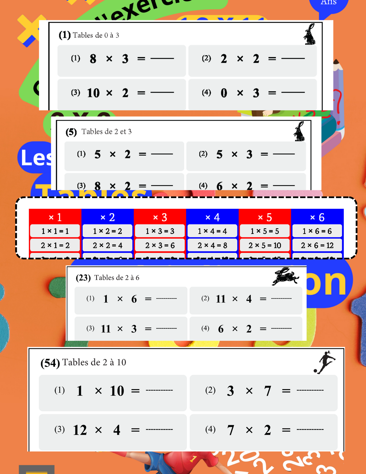Les tables de multiplication - Cahier d'exercices - Format Papier 5,5 X 8,5 po