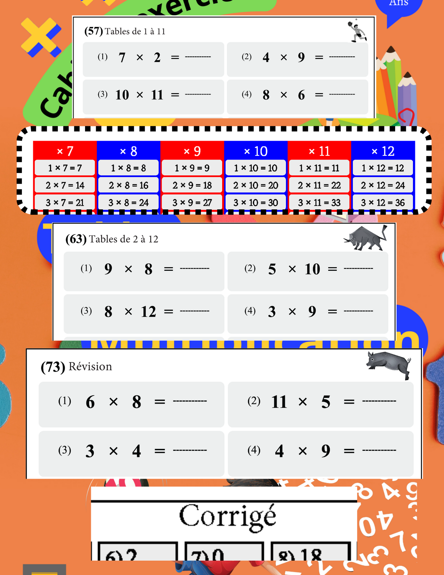 Les tables de multiplication - Cahier d'exercices - Format Papier 5,5 X 8,5 po
