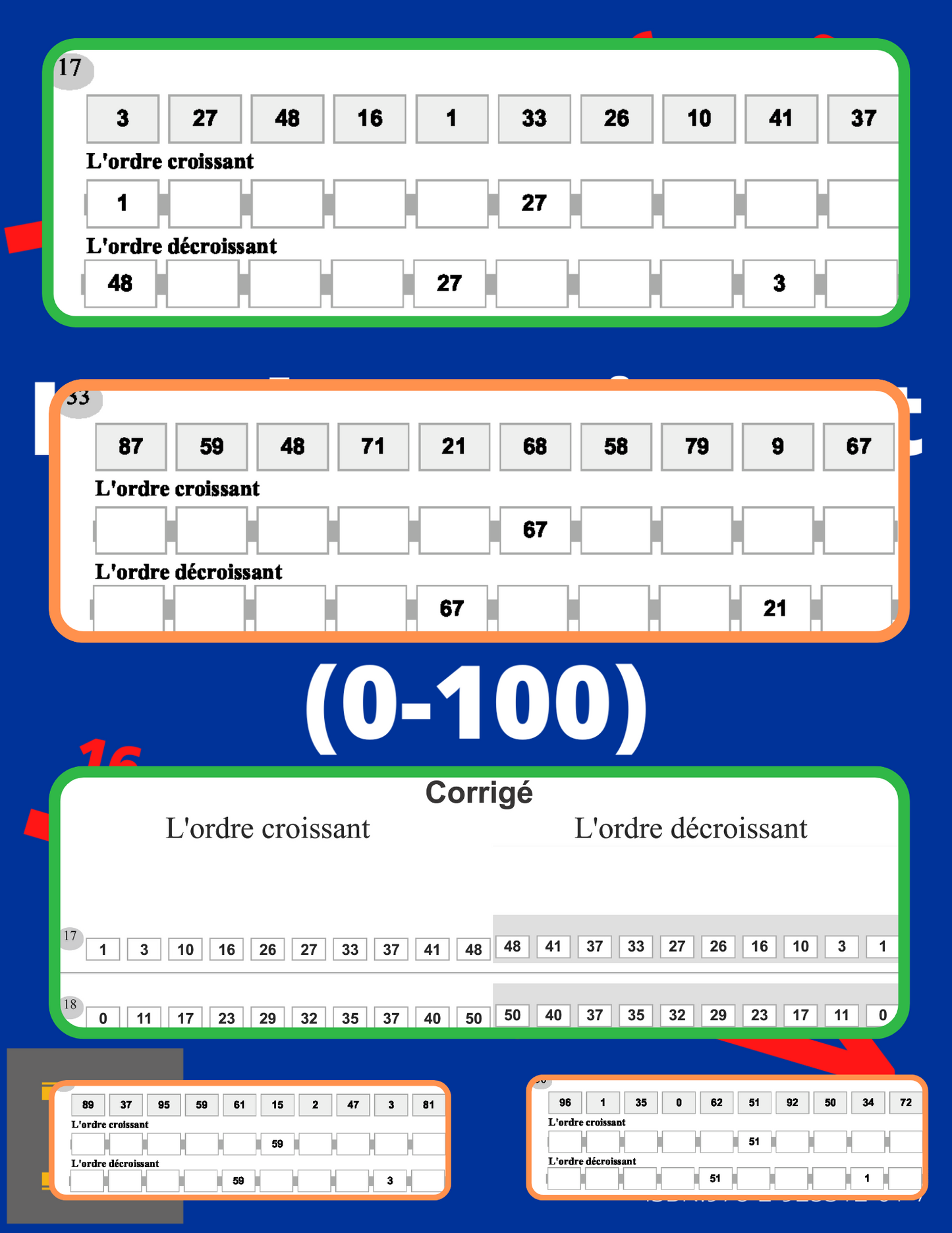 L'ordre croissant et décroissant (0-100) - PDF