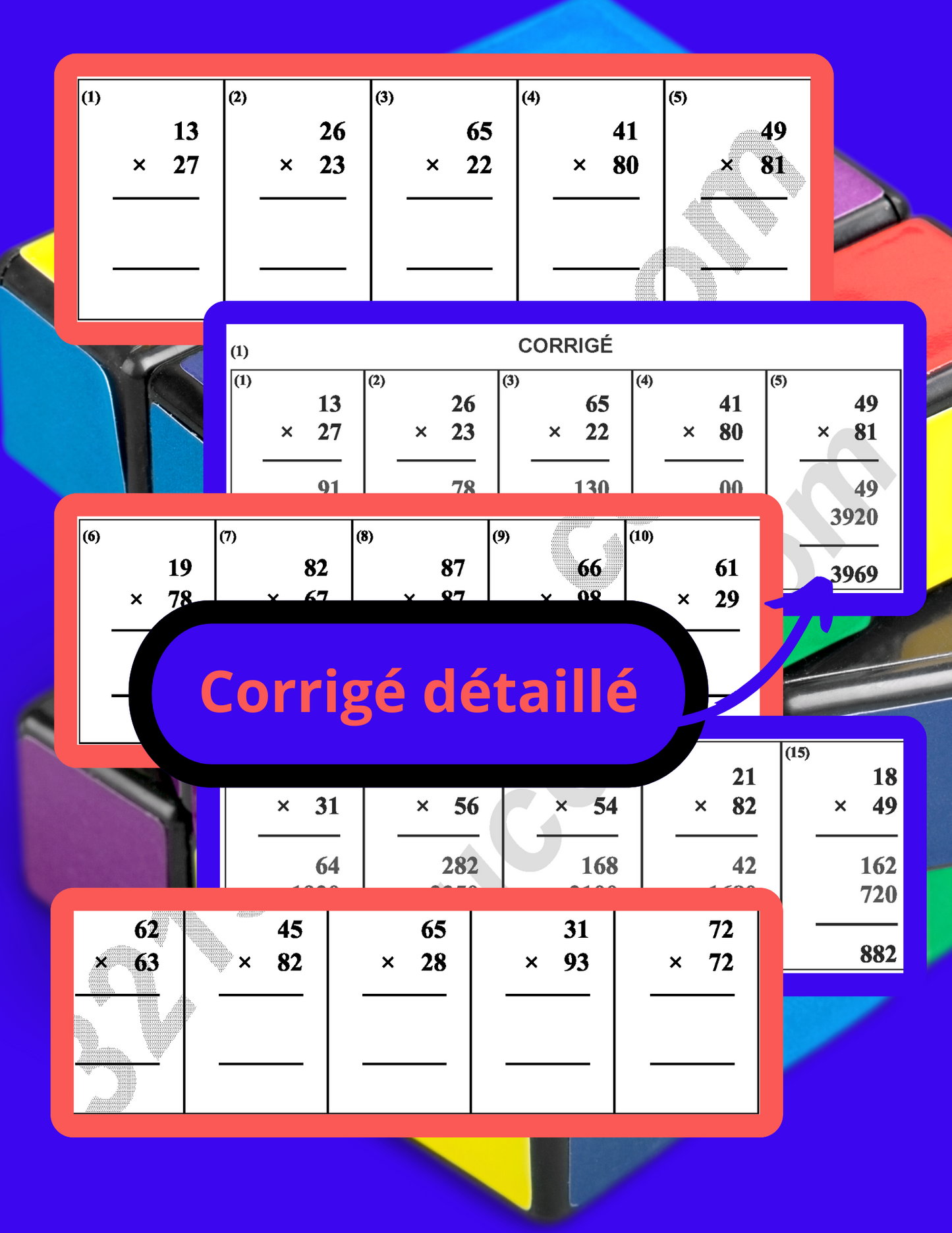 Deux cahiers d'exercices PDF - Multiplication - Primaire 3-6