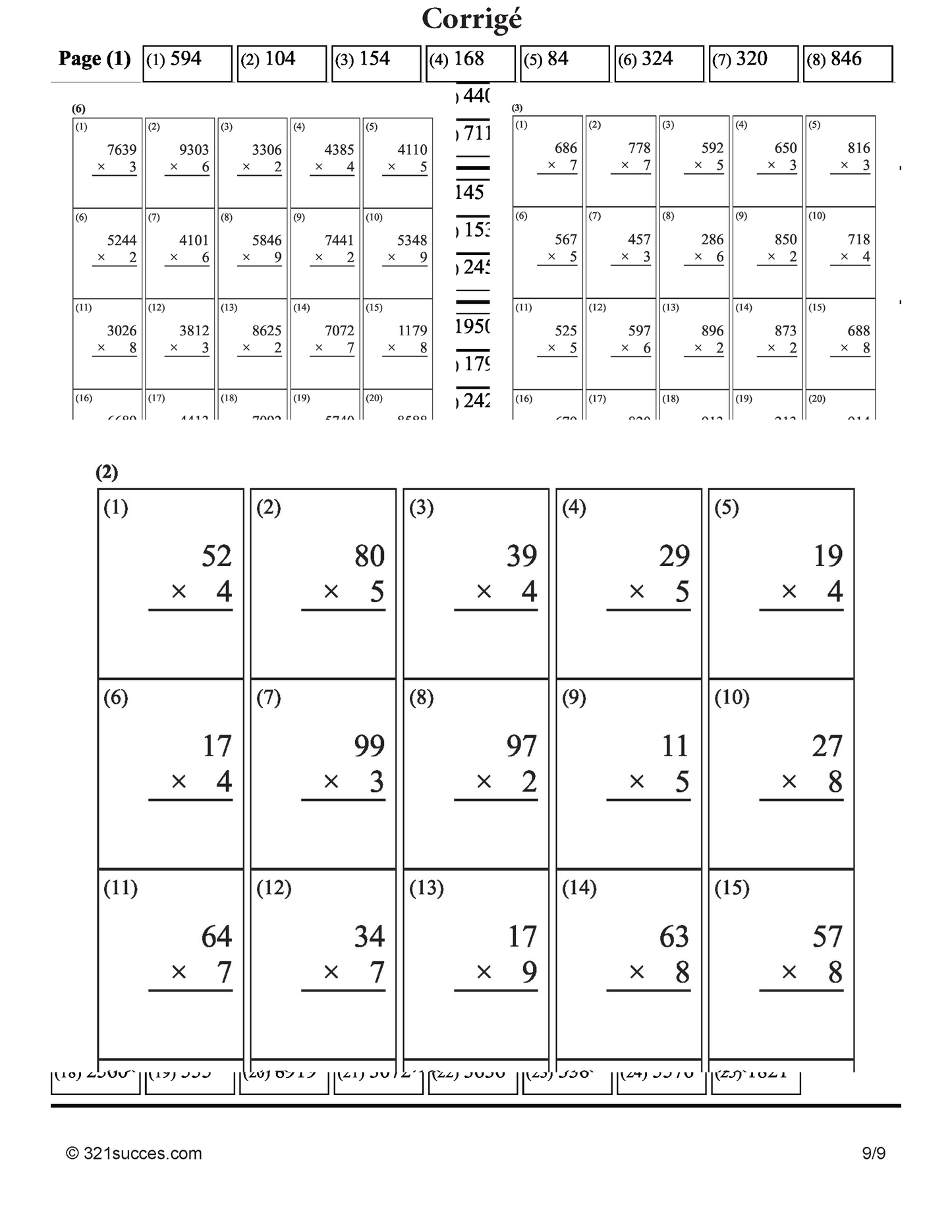 Deux cahiers d'exercices PDF - Multiplication - Primaire 3-6