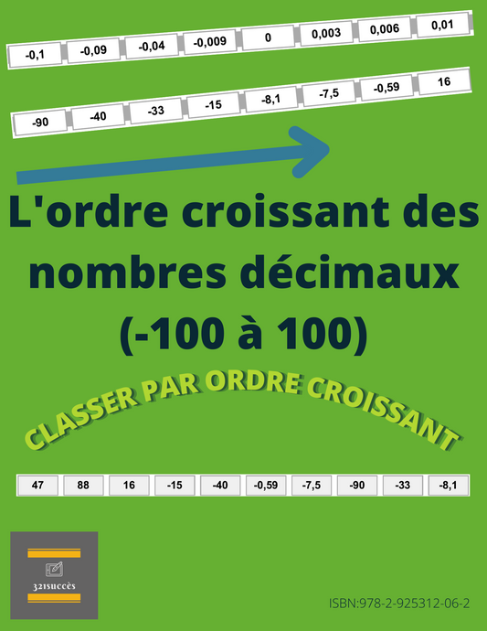 L'ordre croissant des nombres décimaux (-100 à 100) - PDF