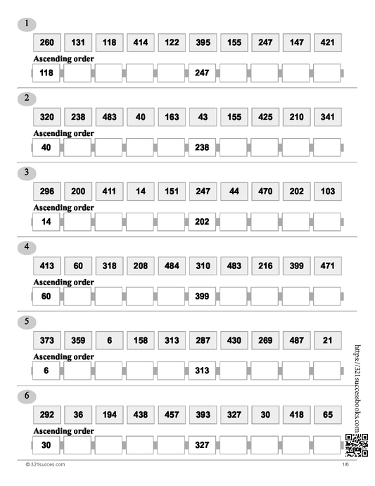 Ascending and descending order (0-500)
