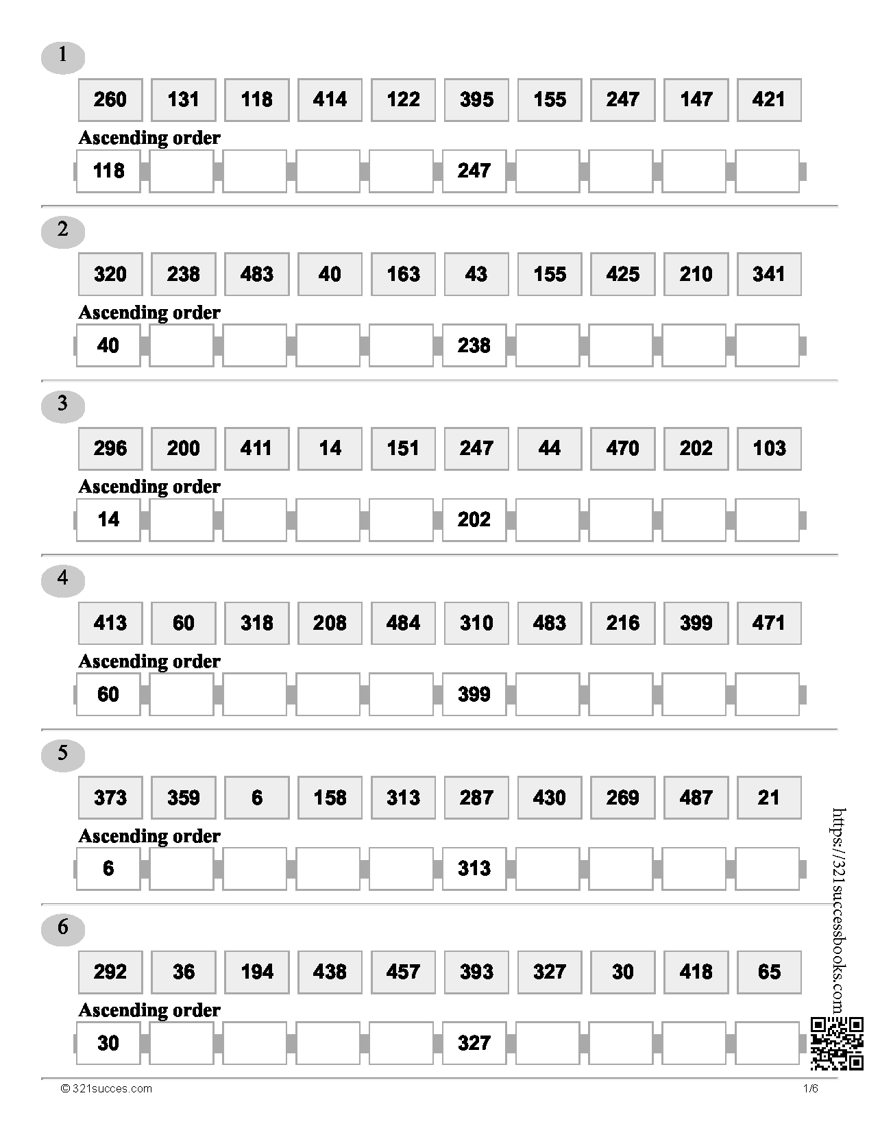 Ascending and descending order (0-500)