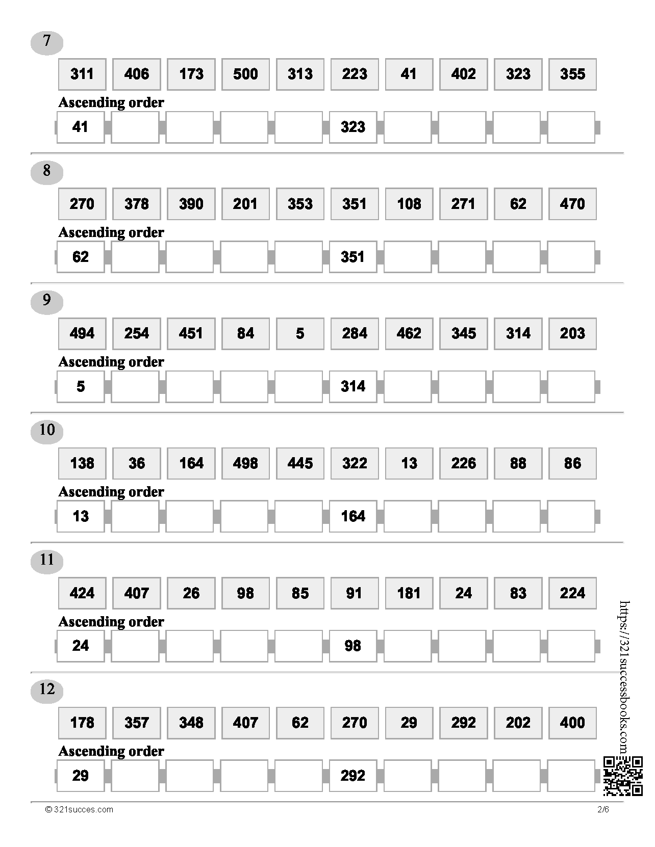 Ascending and descending order (0-500)
